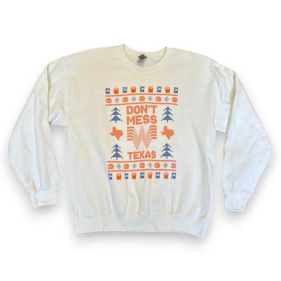 Whataburger Don't Mess with Texas Men's White Sweatshirt Size Large - Picture 1 of 4
